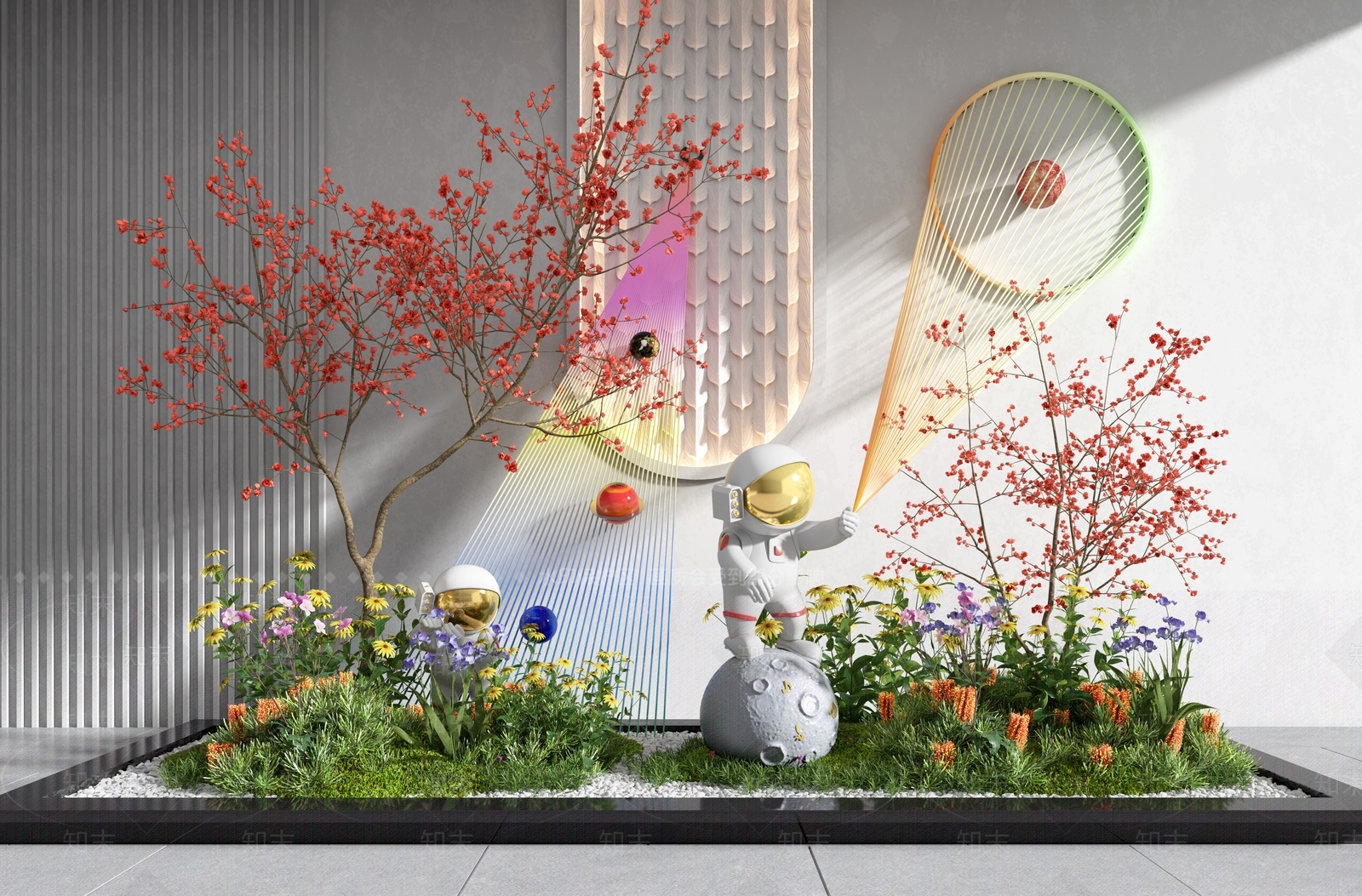 现代植物堆3D模型下载【ID:1113607708】