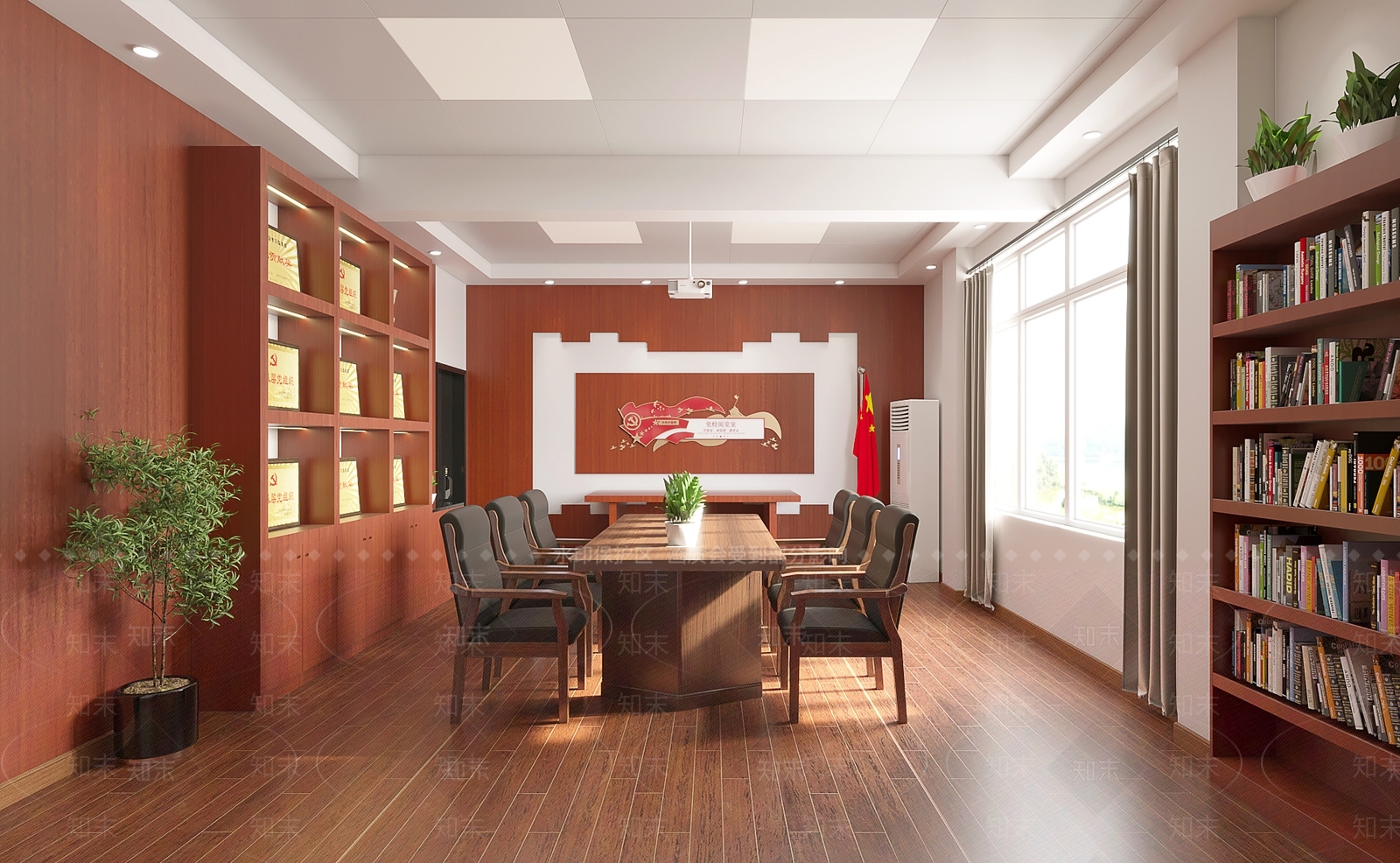 现代党建会议室3D模型下载【ID:1113615580】