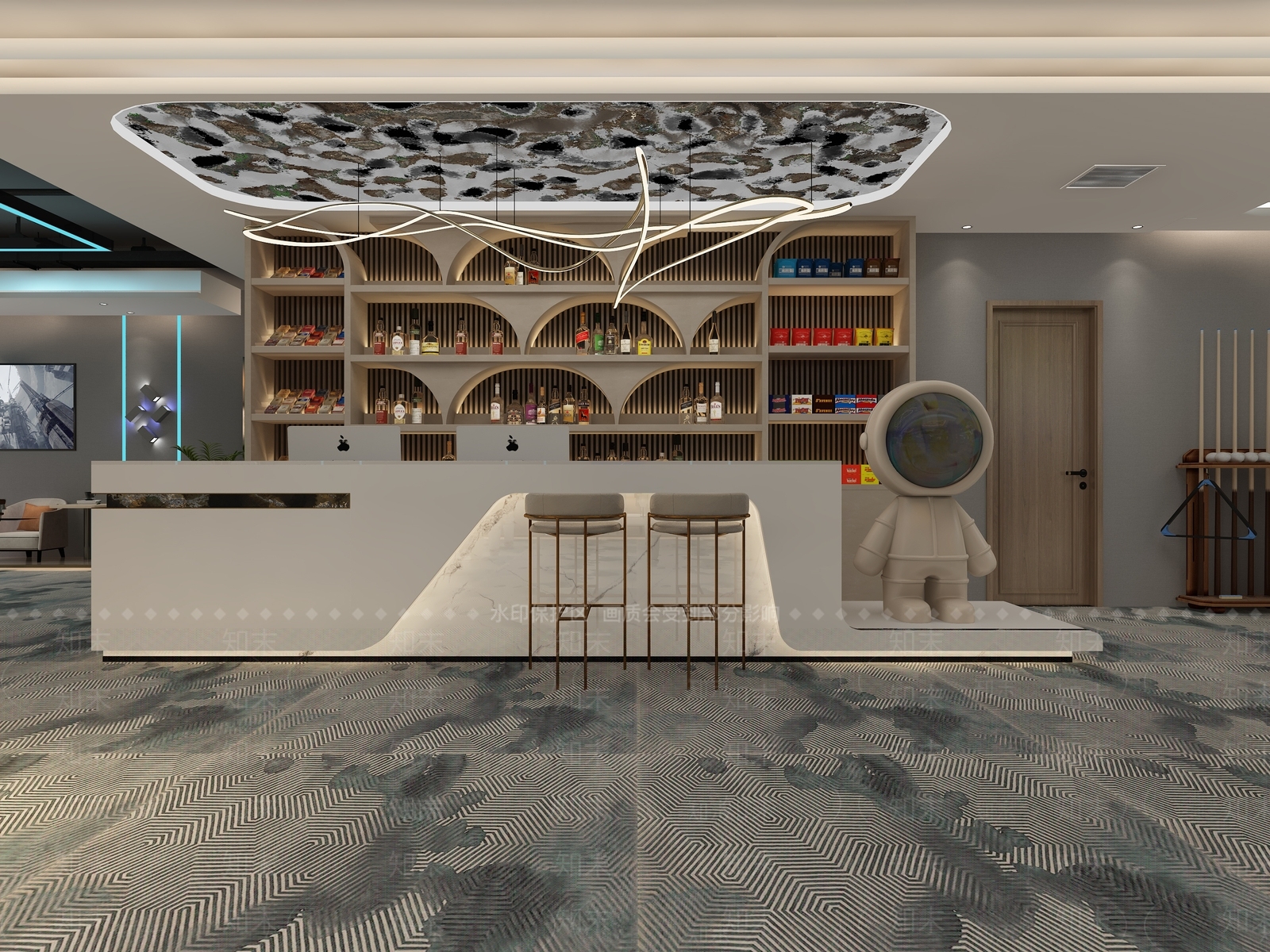 现代台球室3D模型下载【ID:1113621088】