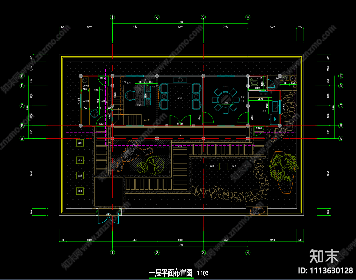 茶室cad施工图下载【ID:1113630128】