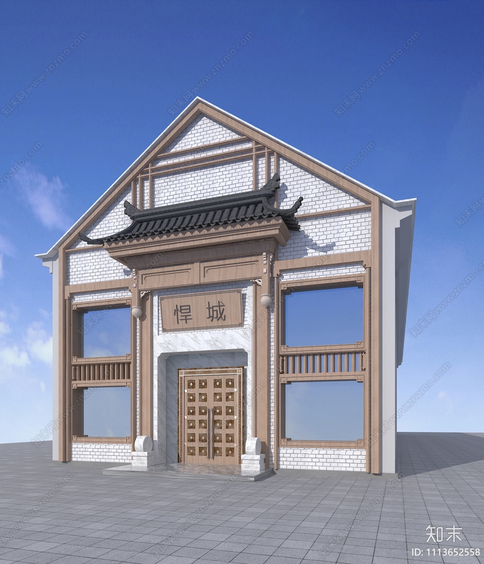 新中式古建门头门面3d模型下载