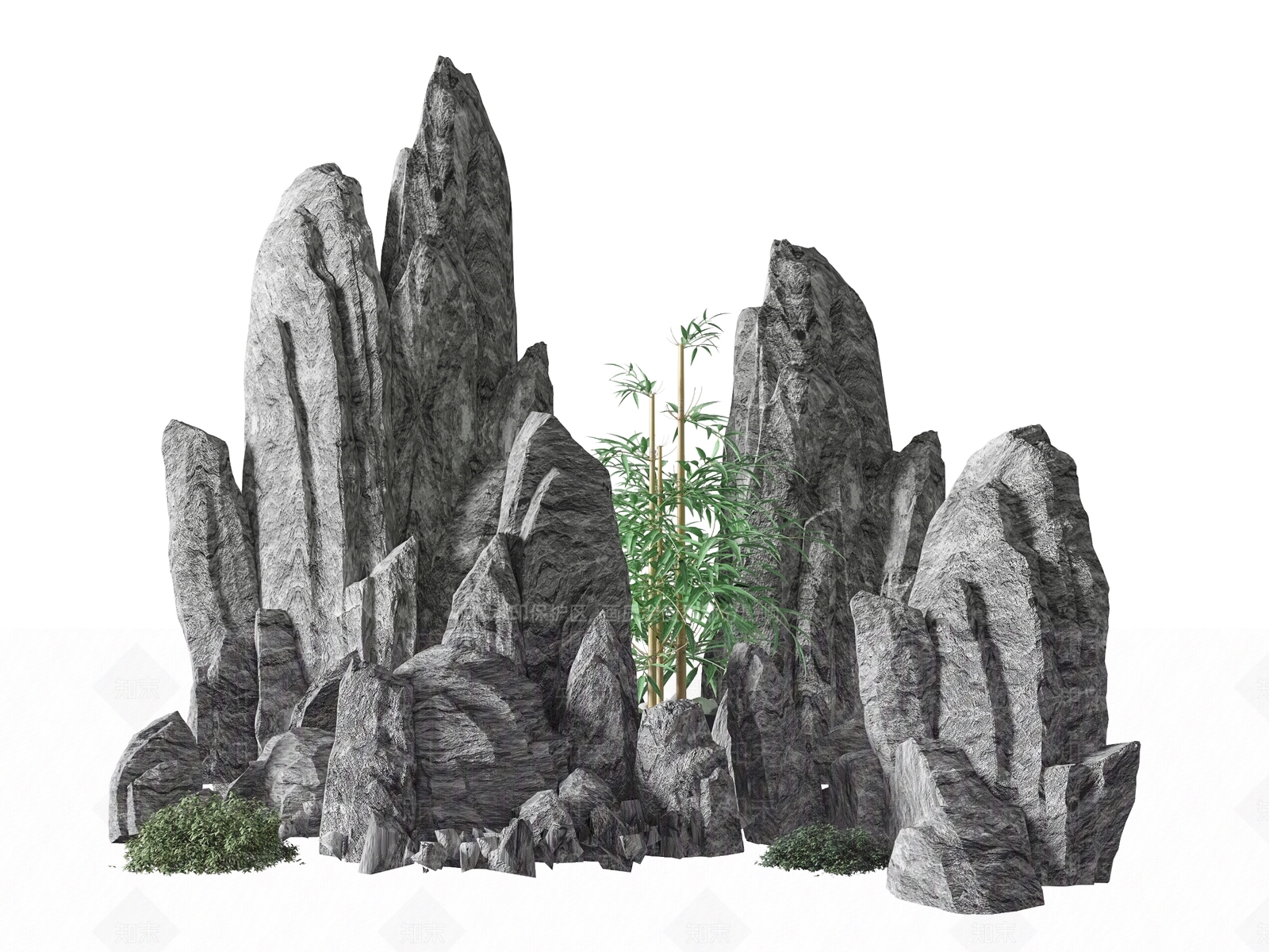 新中式假山石头SU模型下载【ID:1113655055】