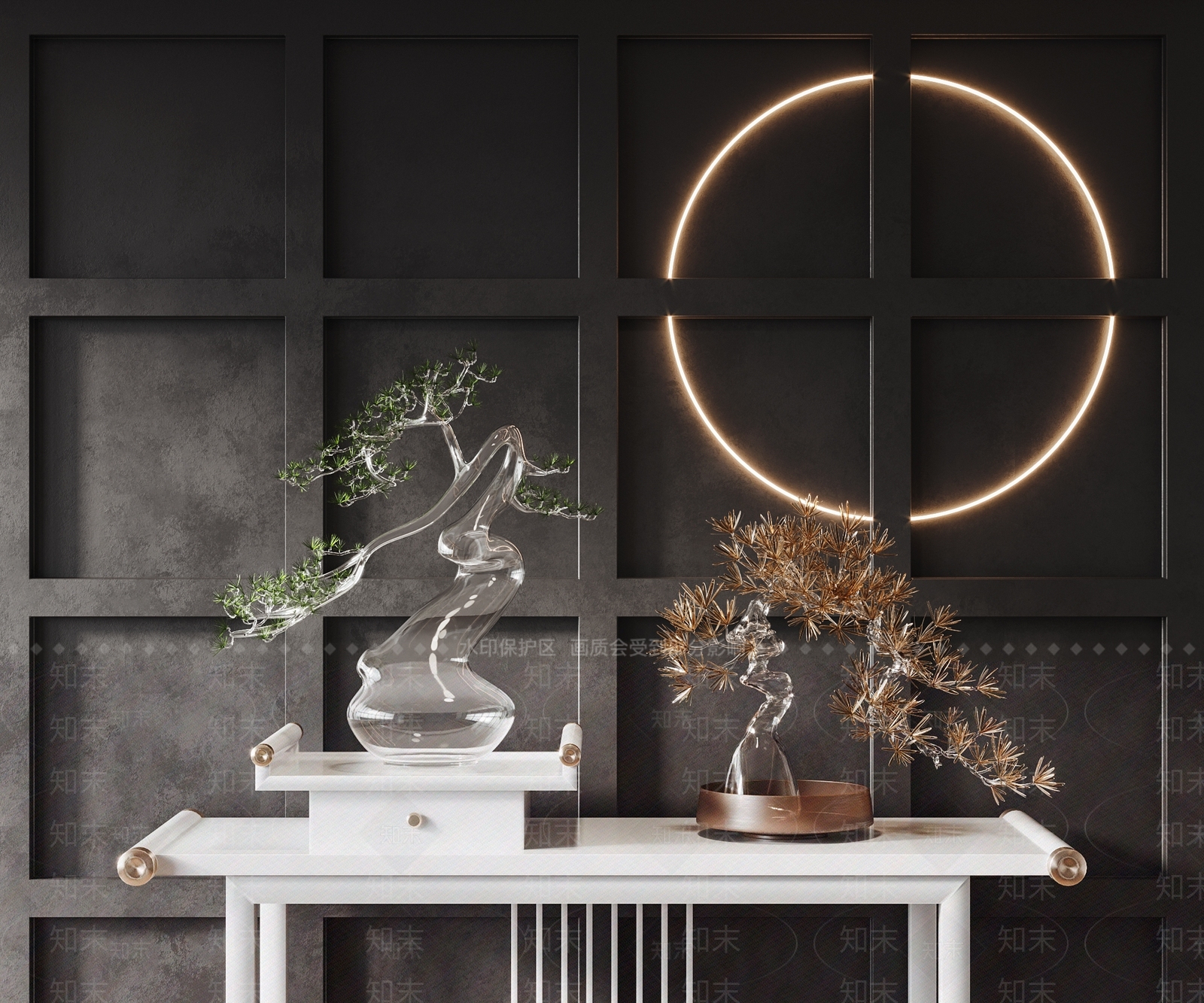 新中式松树水晶摆件3D模型下载【ID:1113655662】