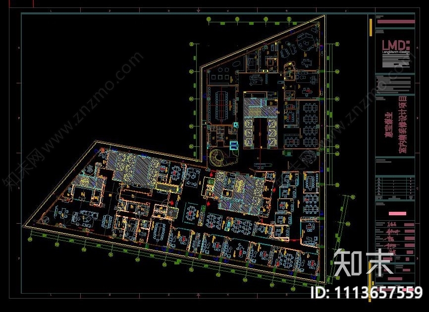 鸿瑞集团企业总部办公施工图效果图cad施工图下载【ID:1113657559】
