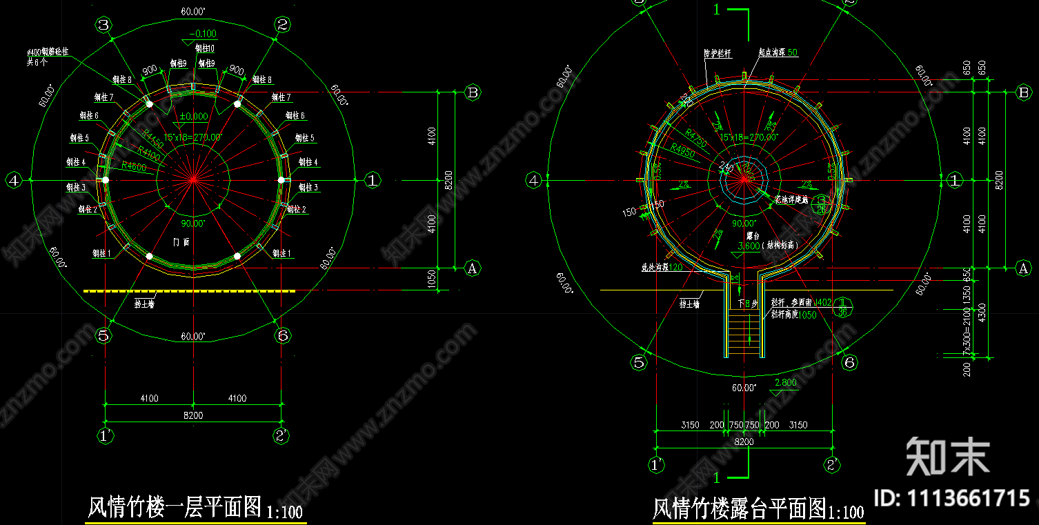 风情竹楼cad施工图下载【ID:1113661715】