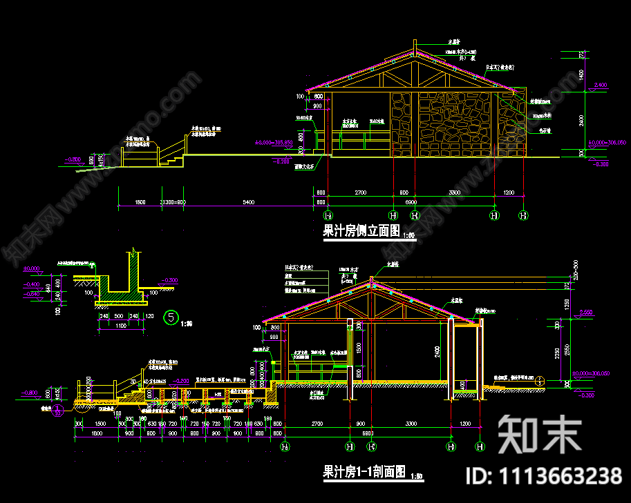 果汁房cad施工图下载【ID:1113663238】