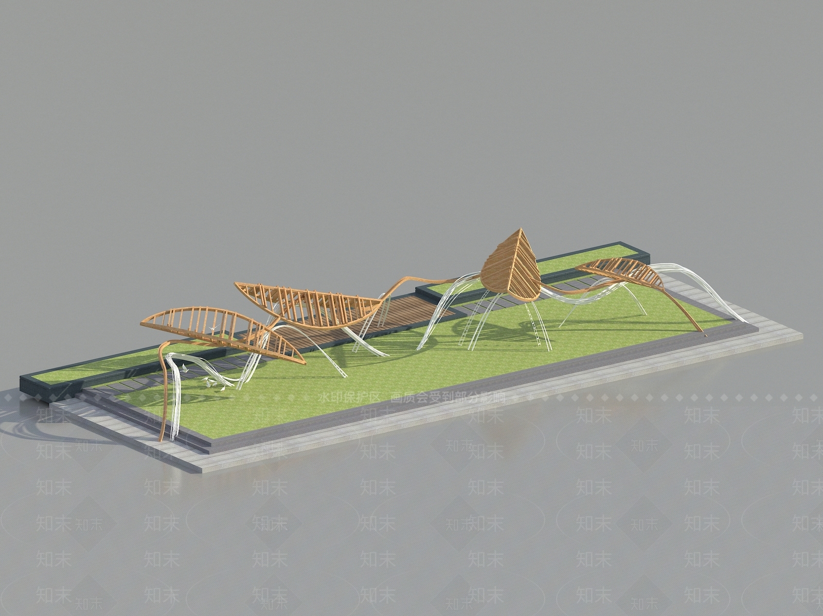 现代廊架3D模型下载【ID:1113664477】