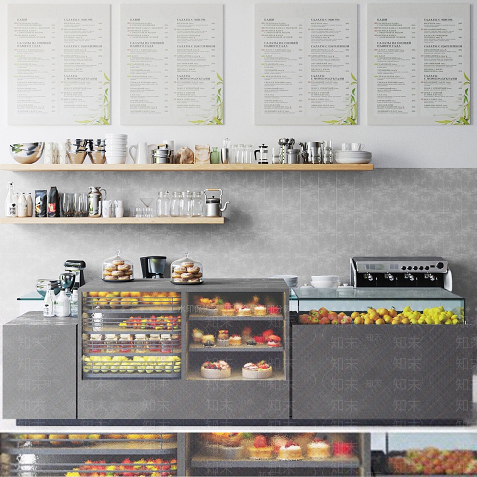 现代奶茶店吧台SU模型下载【ID:1113666161】