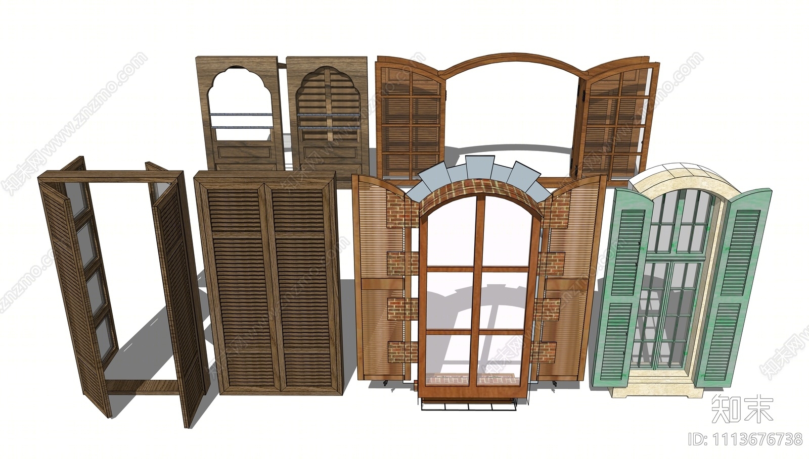 中式木窗SU模型下载【ID:1113676738】