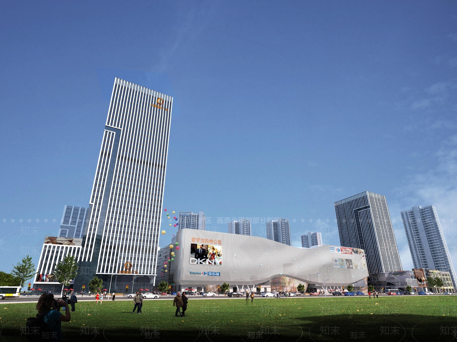 现代商业办公综合体SU模型下载【ID:1113682053】