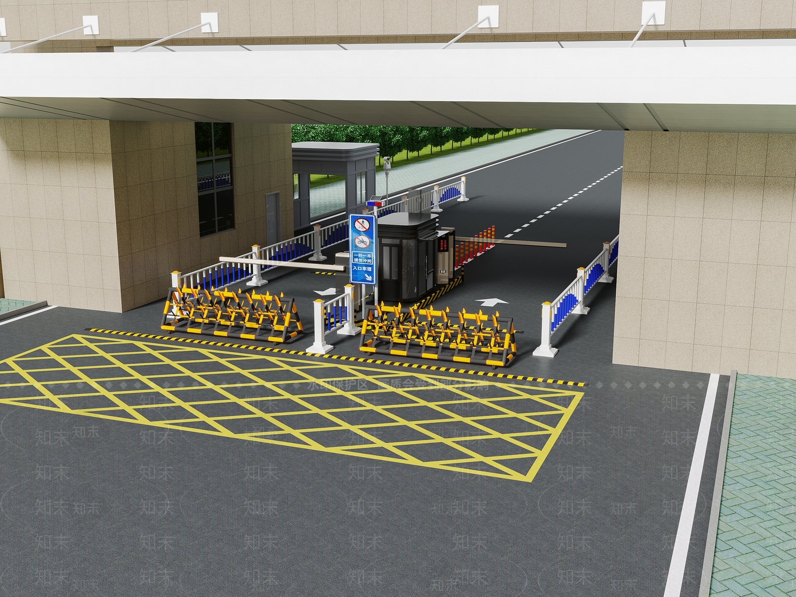 现代厂区大门入口3D模型下载【ID:1113684417】