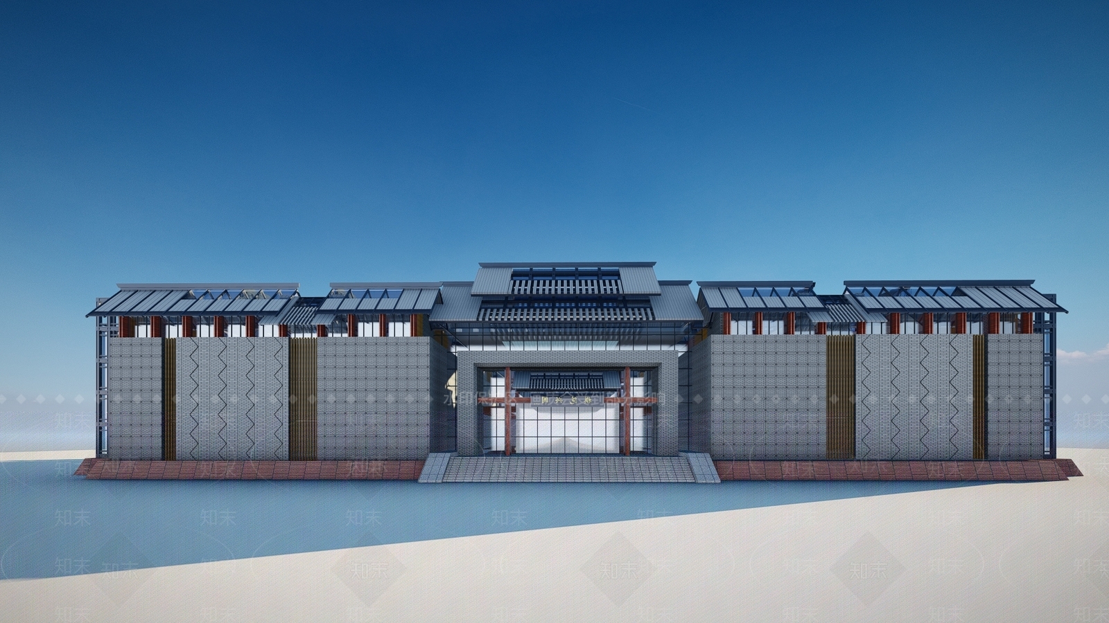 新中式纪念馆SU模型下载【ID:1113687165】