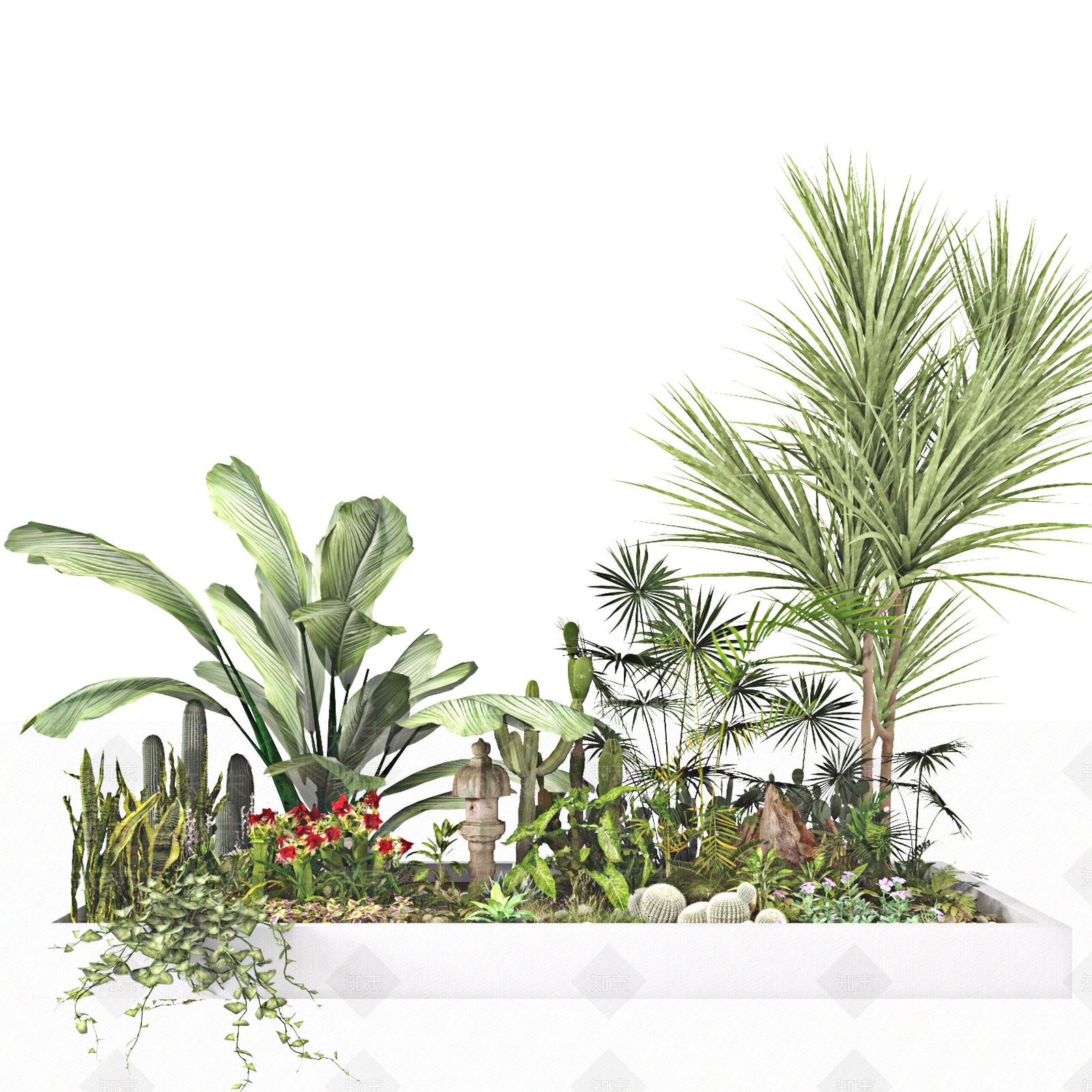 现代植物堆3D模型下载【ID:1113691079】