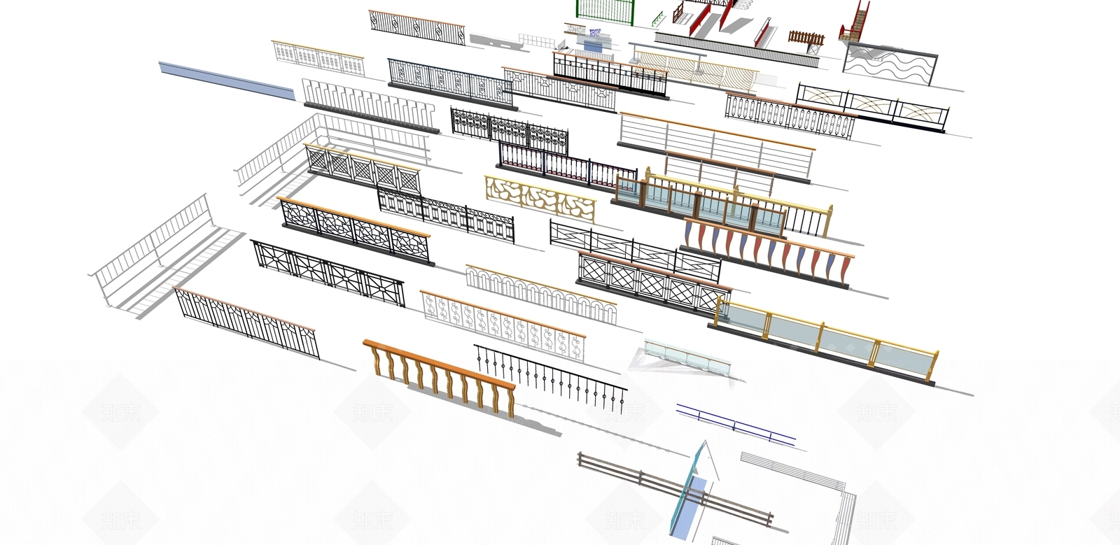现代市政道路护栏SU模型下载【ID:1113691310】