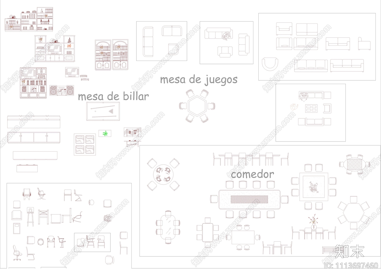 家装CAD图库施工图下载【ID:1113697460】