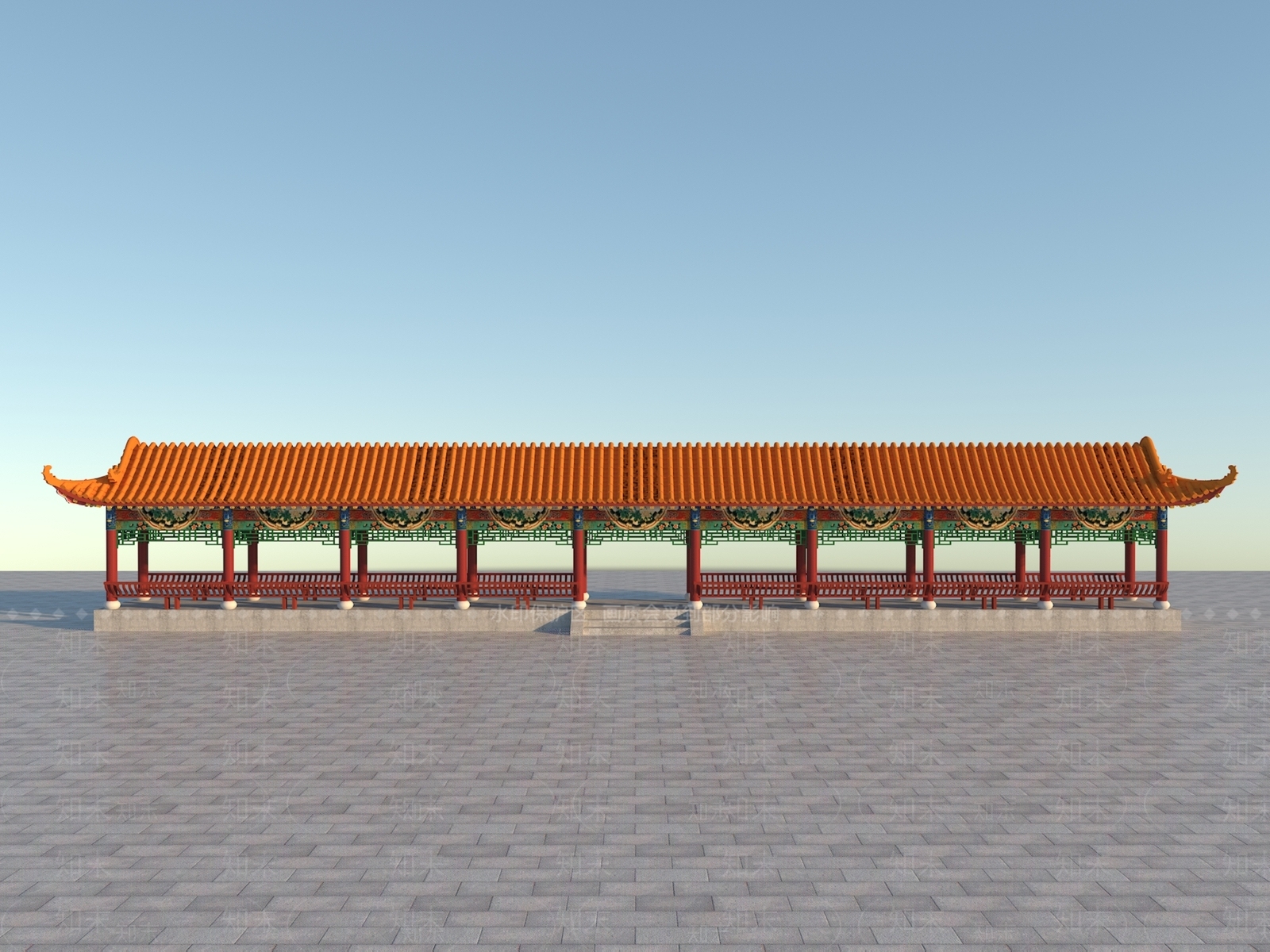 中式廊架3D模型下载【ID:1113698420】