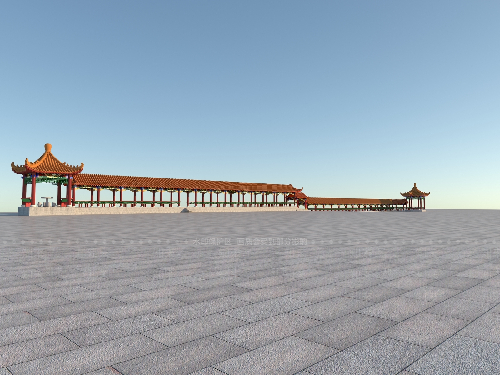 中式廊架3D模型下载【ID:1113698405】