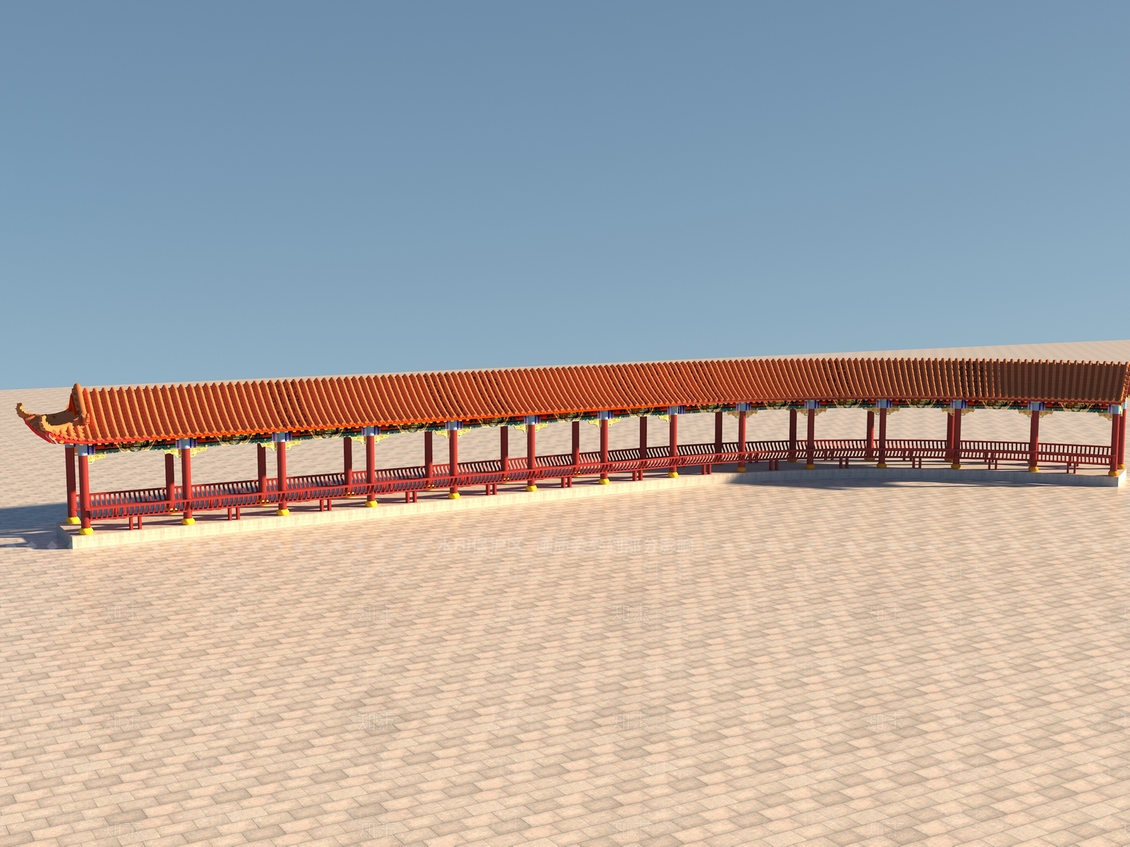 中式廊架3D模型下载【ID:1113698540】
