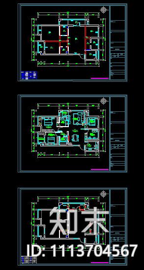 125㎡轻法式住宅施工图施工图下载【ID:1113704567】