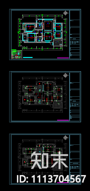 125㎡轻法式住宅施工图施工图下载【ID:1113704567】