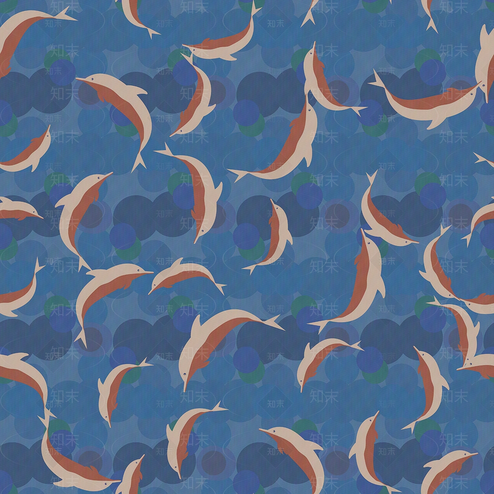 蓝色儿童卡通海豚壁纸贴图下载【ID:1113715124】