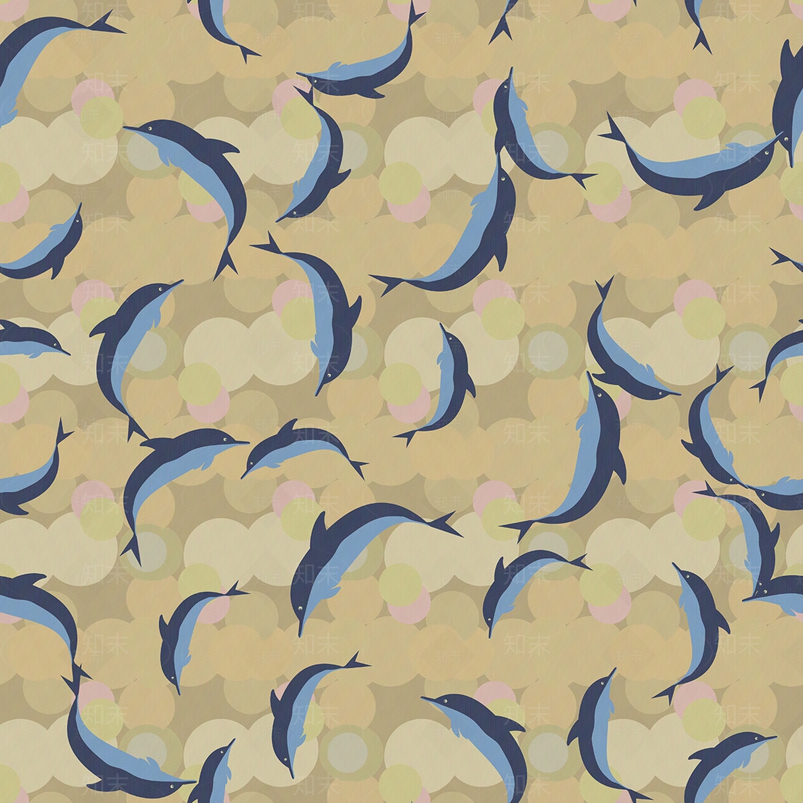 黄色儿童卡通海豚壁纸贴图下载【ID:1113715108】