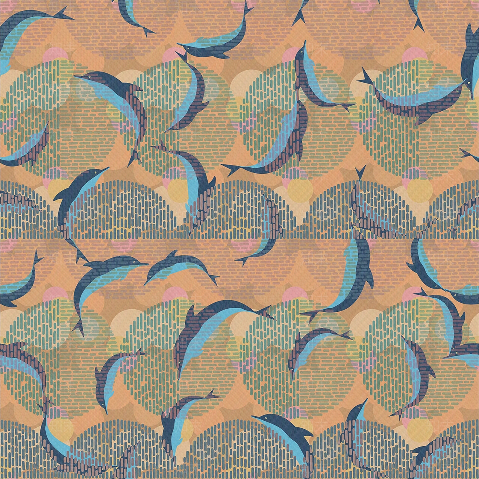 黄色海豚几何壁纸贴图下载【ID:1113715242】