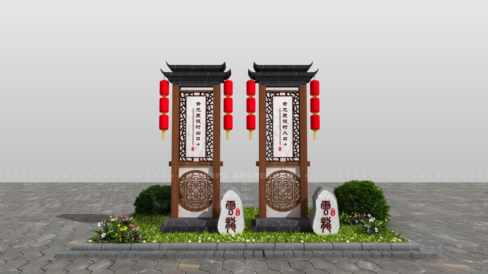 新中式指示牌3D模型下载【ID:1113718820】