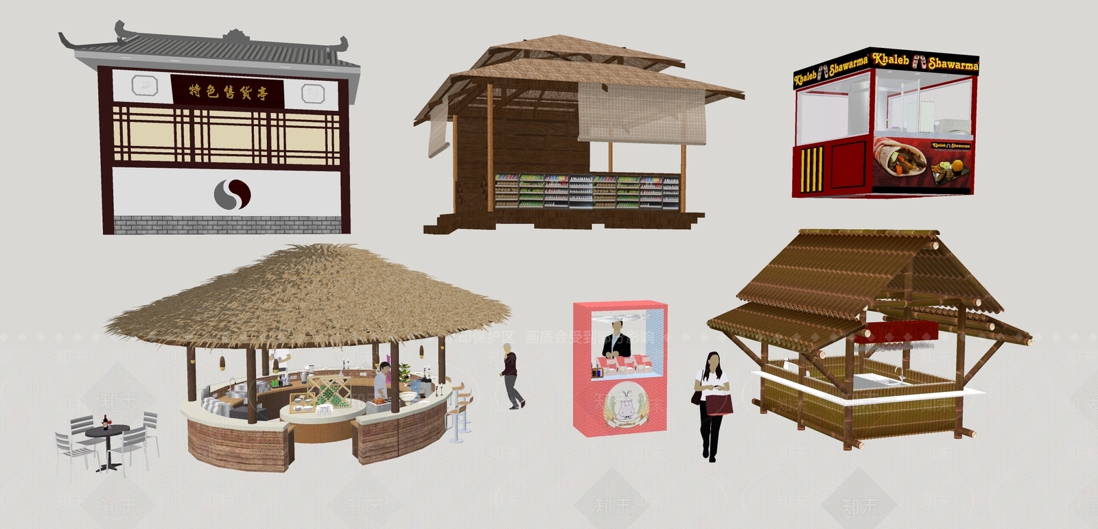 日式摊位SU模型下载【ID:1113719618】