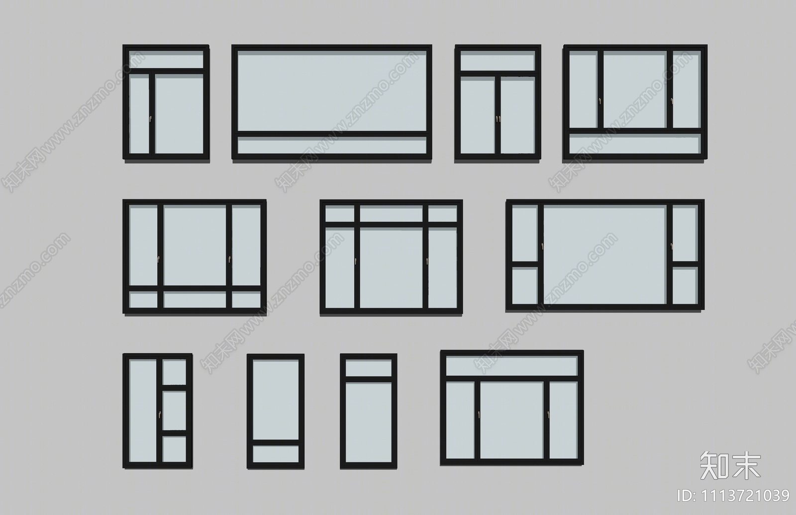 现代窗户组合SU模型下载【ID:1113721039】