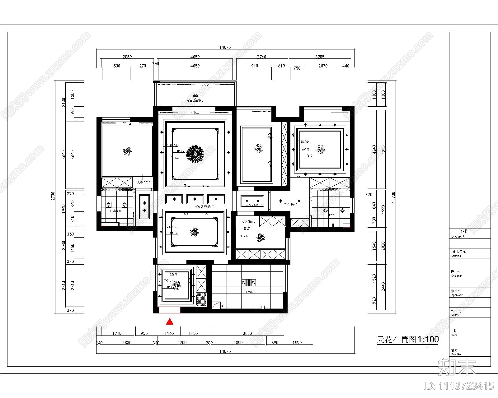 欧式风格施工图效果图cad施工图下载【ID:1113723415】