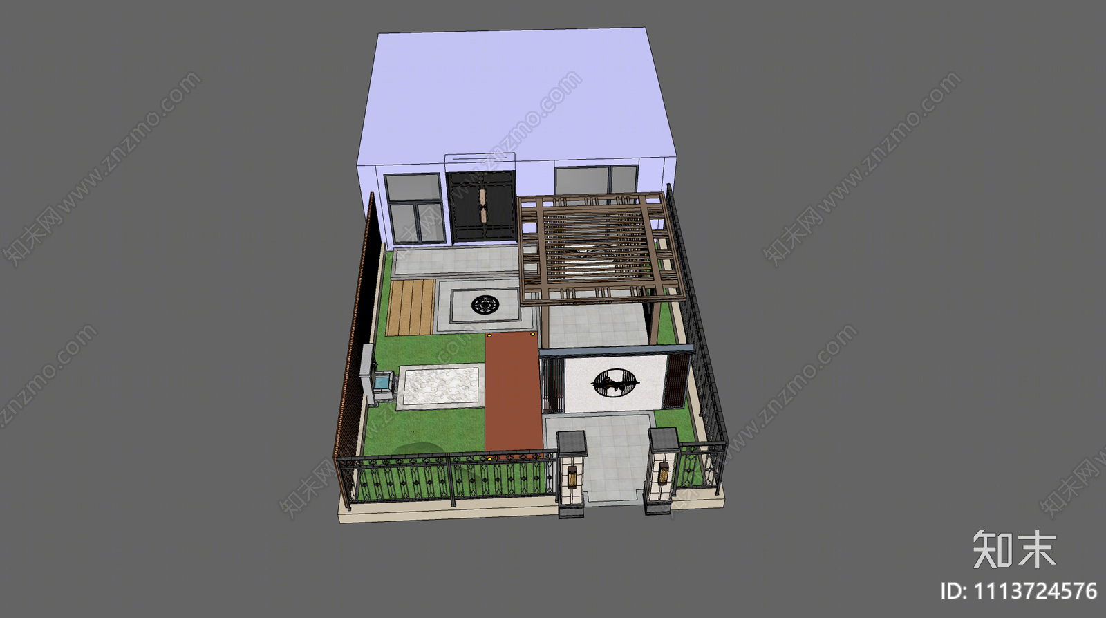 现代庭院花园SU模型下载【ID:1113724576】