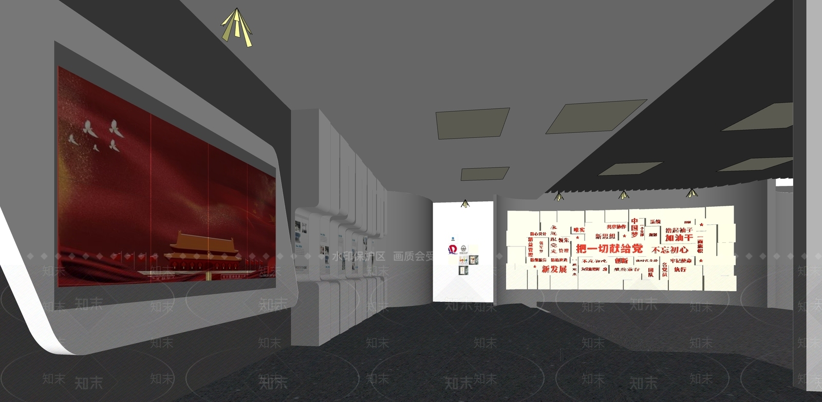 现代党建展厅SU模型下载【ID:1113729924】