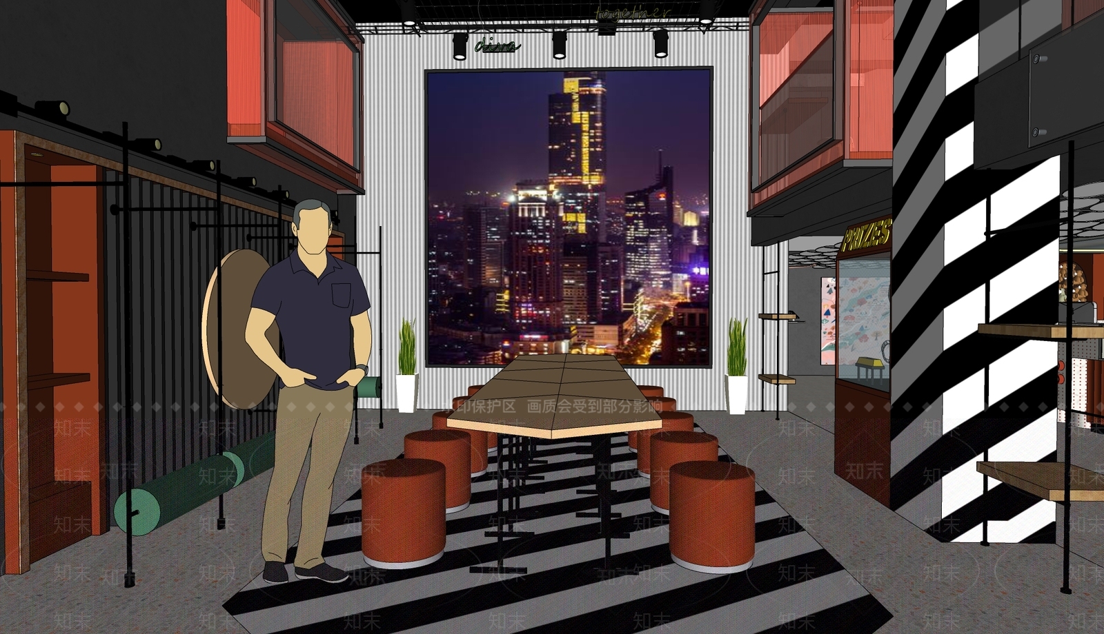 现代工业风格休息区SU模型下载【ID:1113733387】