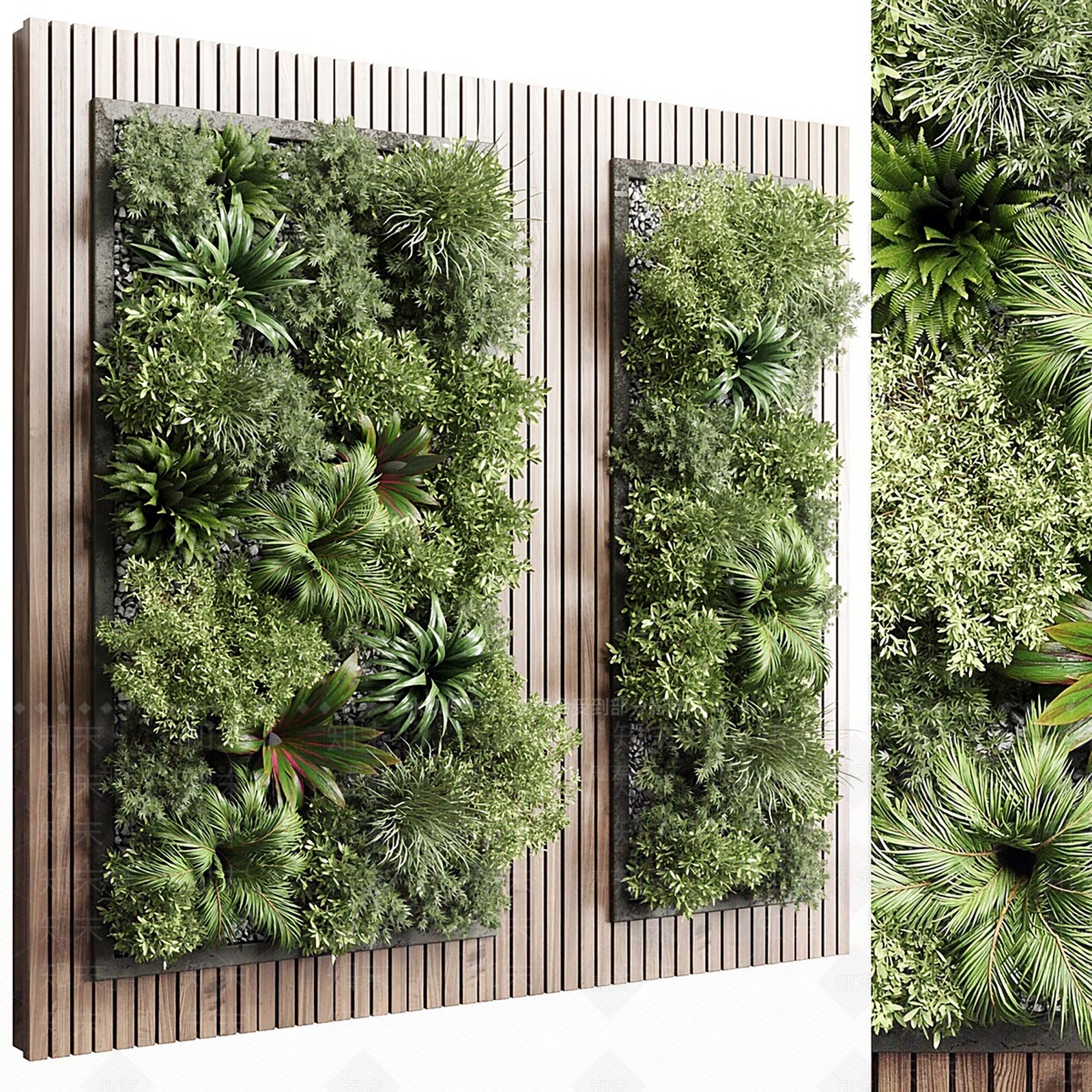 现代绿植墙3D模型下载【ID:1113737340】