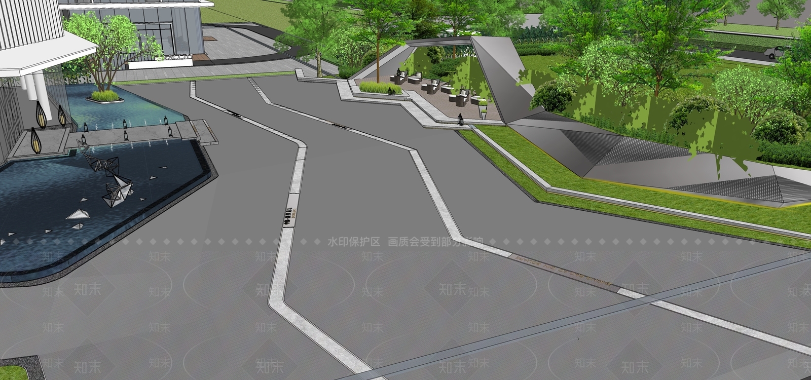现代办公景观SU模型下载【ID:1113743775】