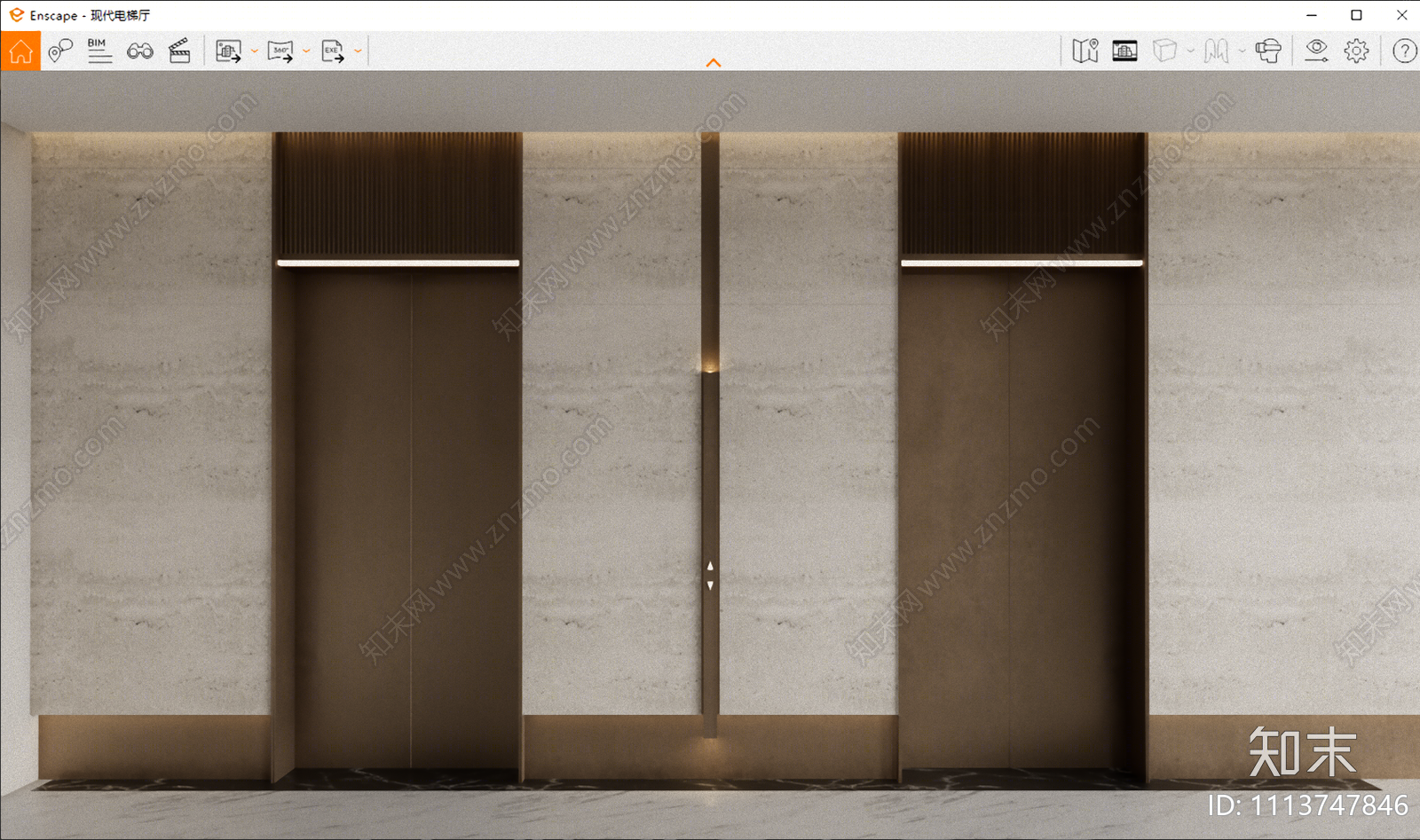 现代电梯厅SU模型下载【ID:1113747846】