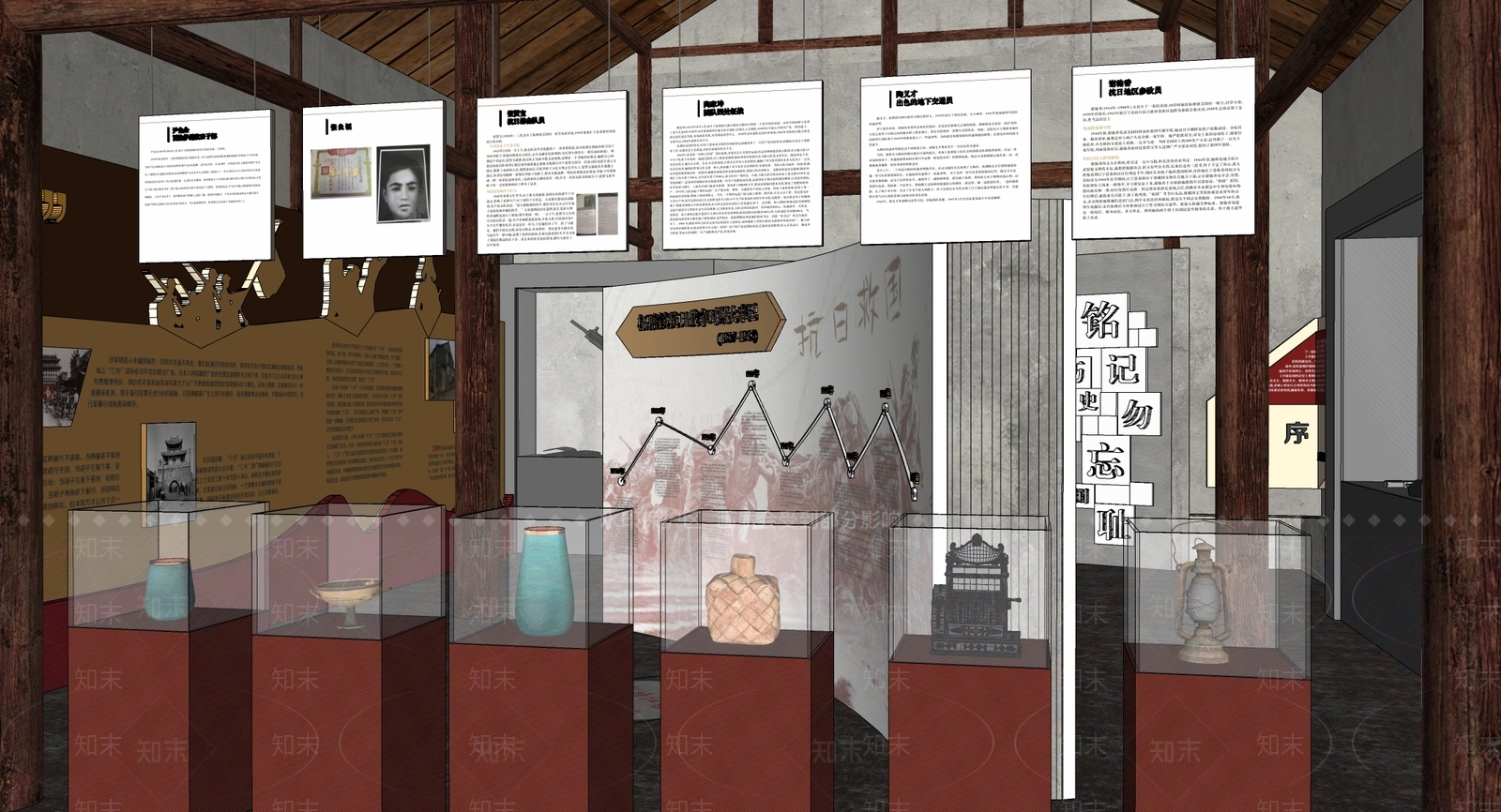 现代党建红色教育展厅SU模型下载【ID:1113750009】