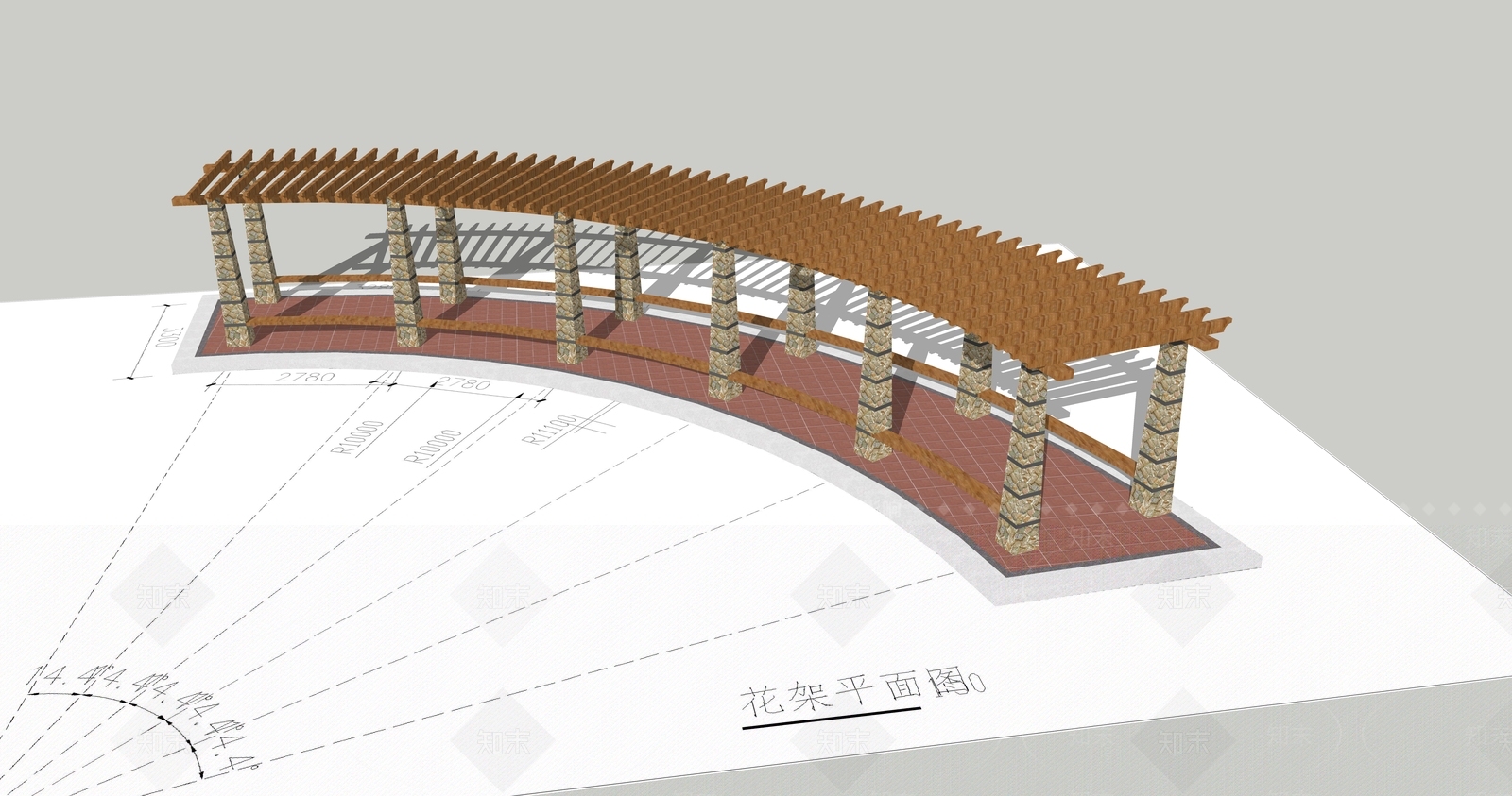 古典廊架SU模型下载【ID:1113752417】