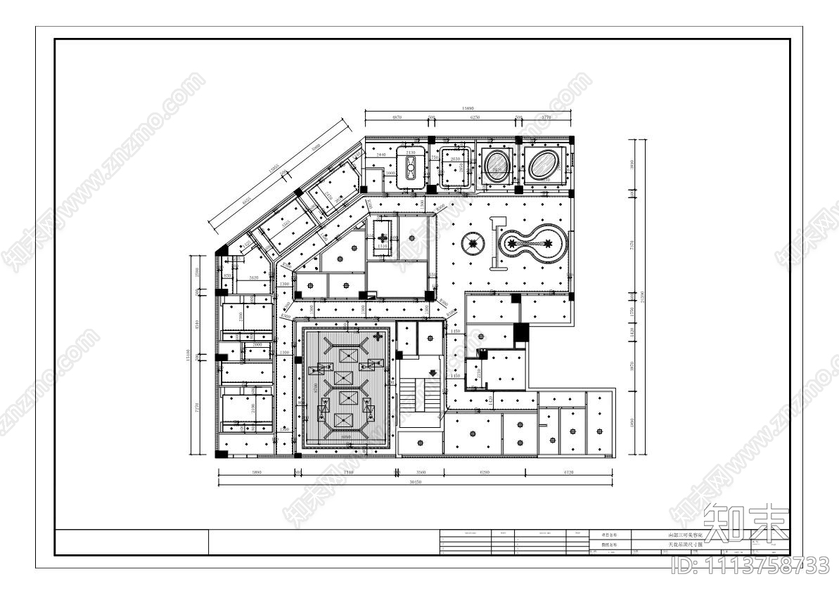 南部三可美容院施工图cad施工图下载【ID:1113758733】