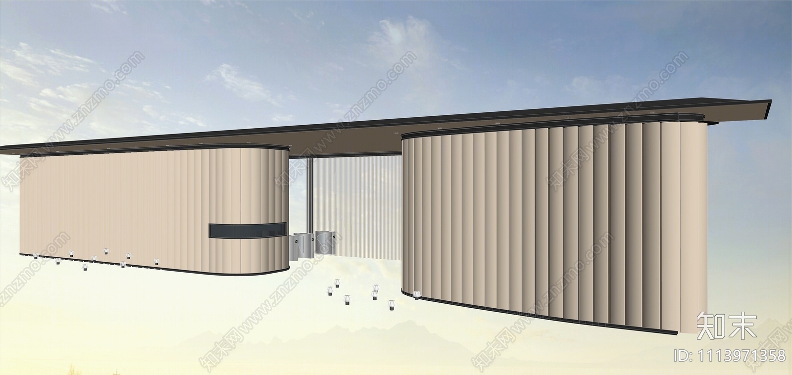 现代小区入口大门SU模型下载【ID:1113971358】