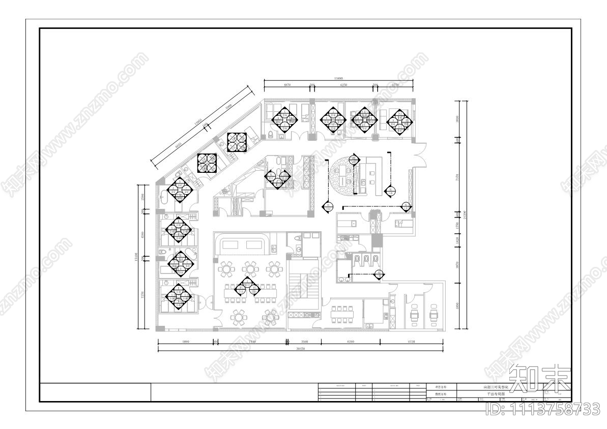 南部三可美容院施工图cad施工图下载【ID:1113758733】