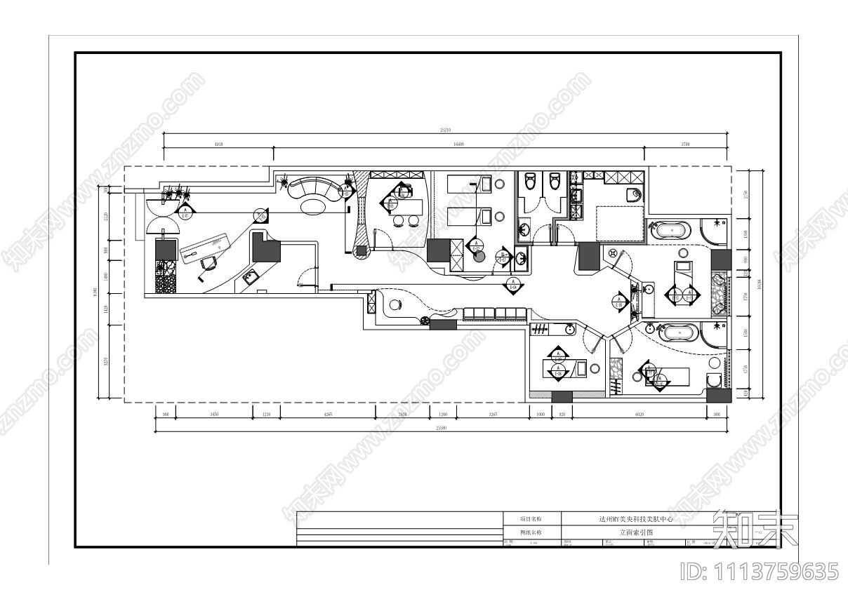 达州MY科技美肤中心施工图cad施工图下载【ID:1113759635】