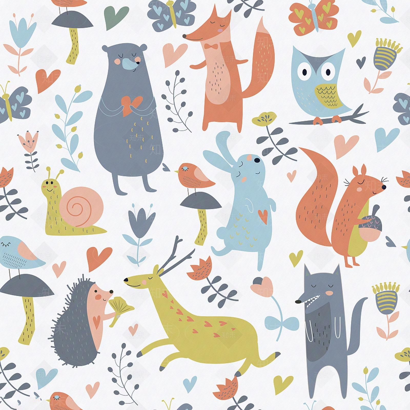儿童房卡通动物壁纸贴图下载【ID:1113760152】