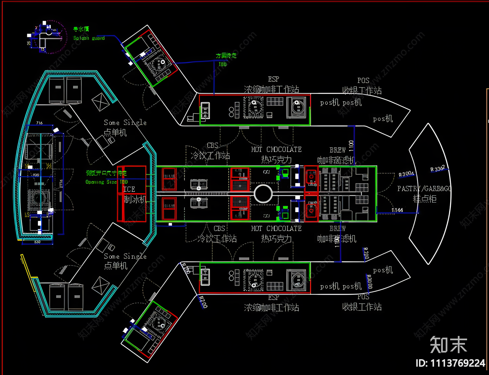 咖啡厅CAD施工图下载【ID:1113769224】