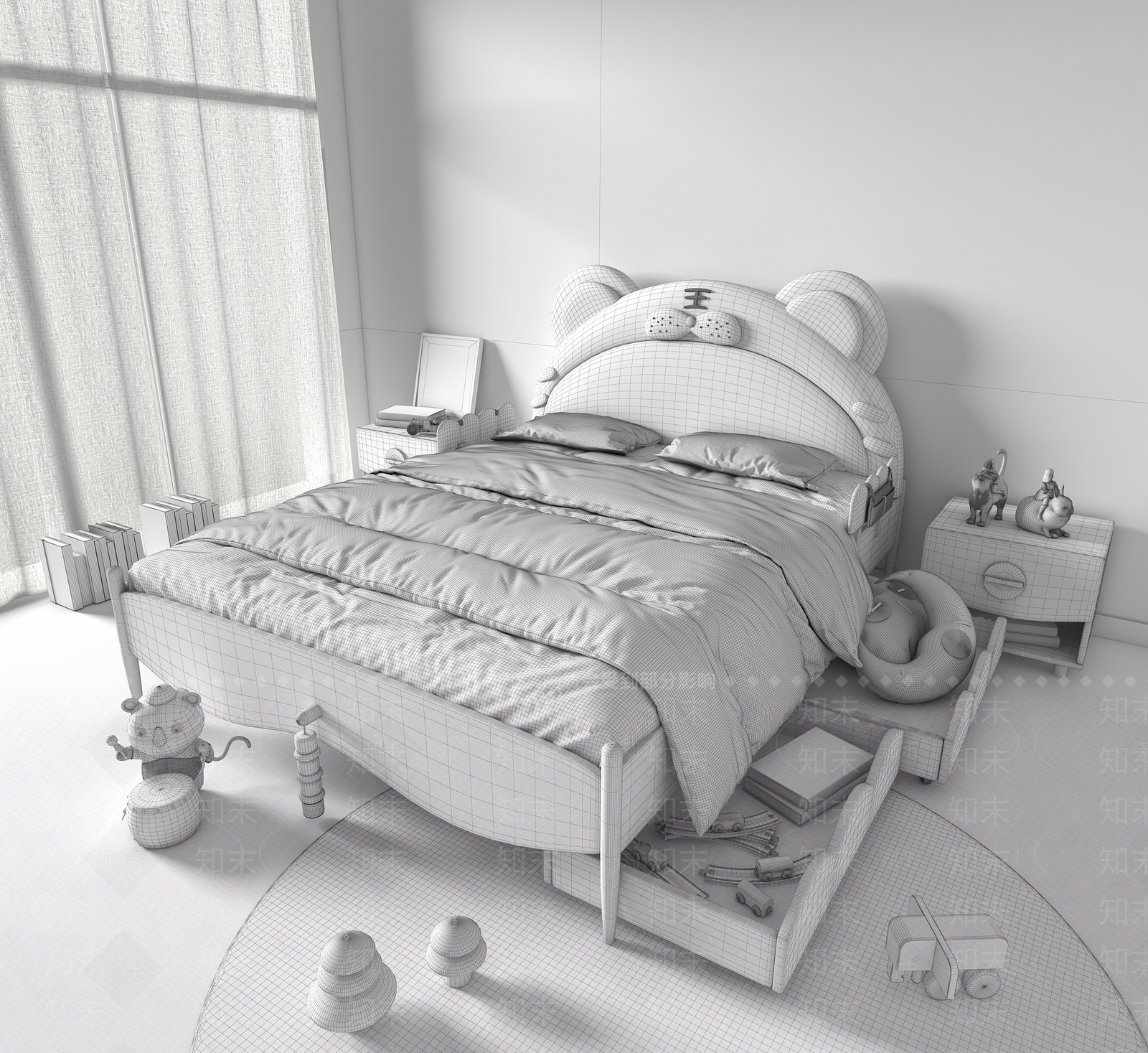 现代老虎儿童床3D模型下载【ID:1113774993】