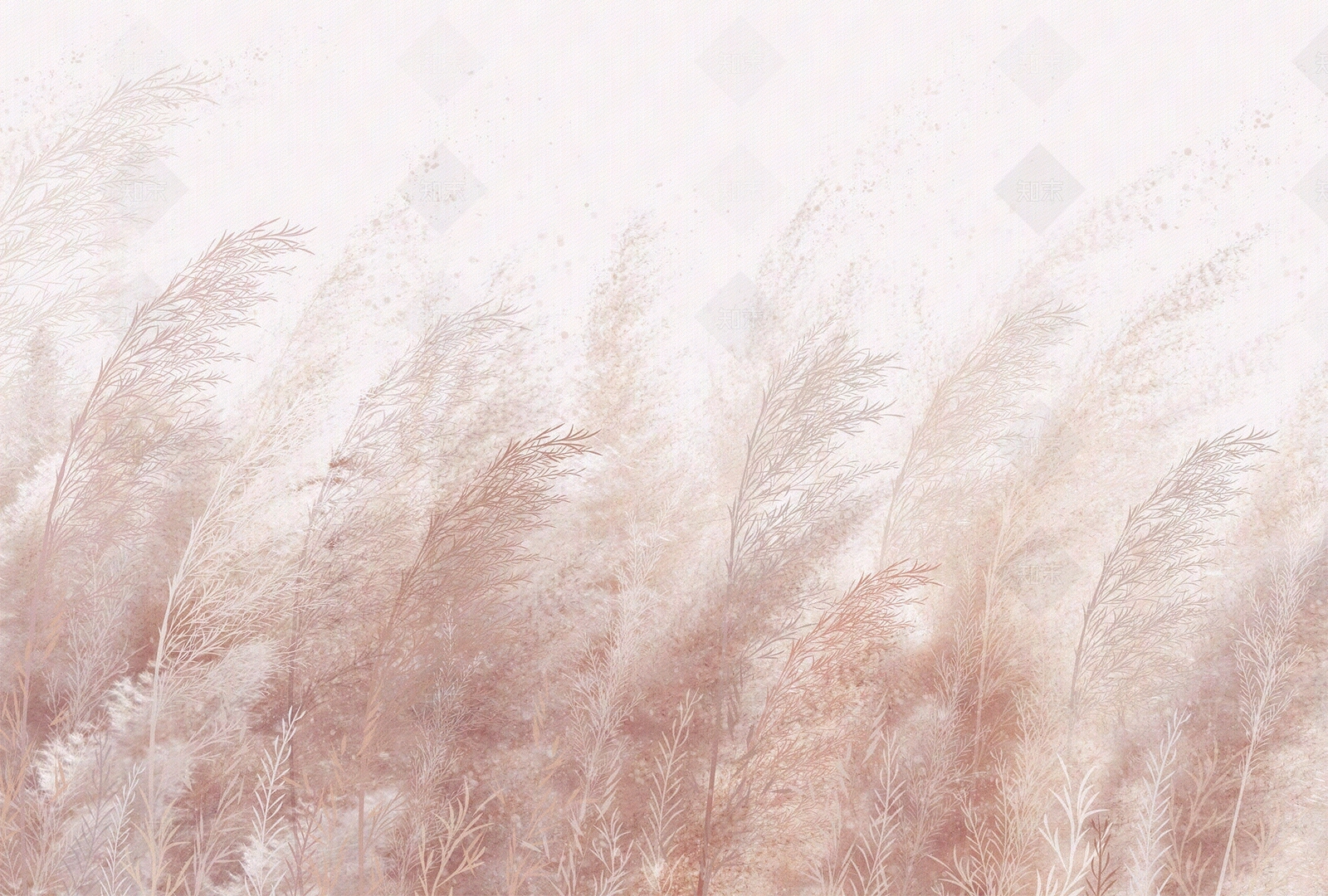 粉色芦苇植物壁画贴图下载【ID:1113781469】