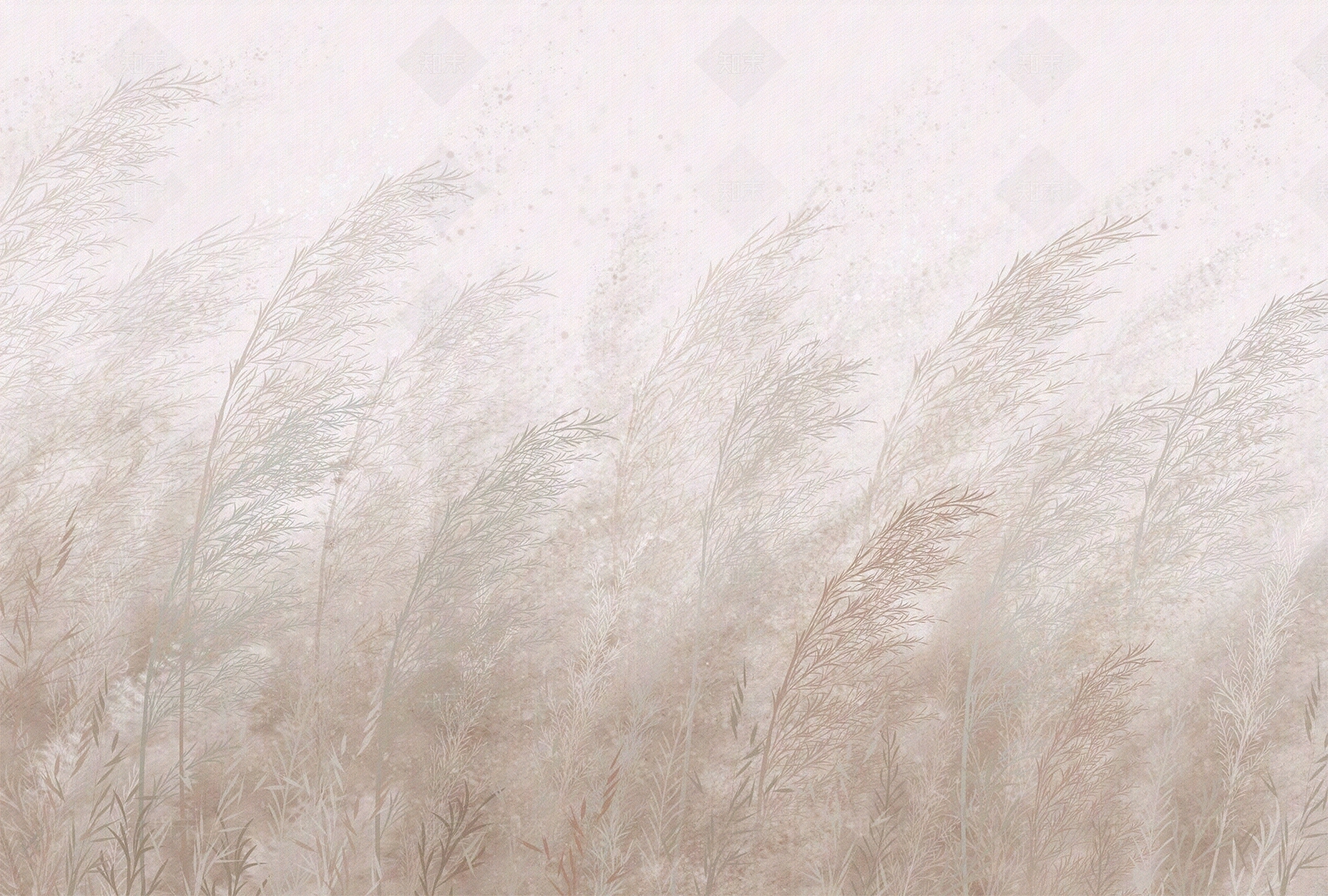 浅咖色芦苇植物壁画贴图下载【ID:1113781695】