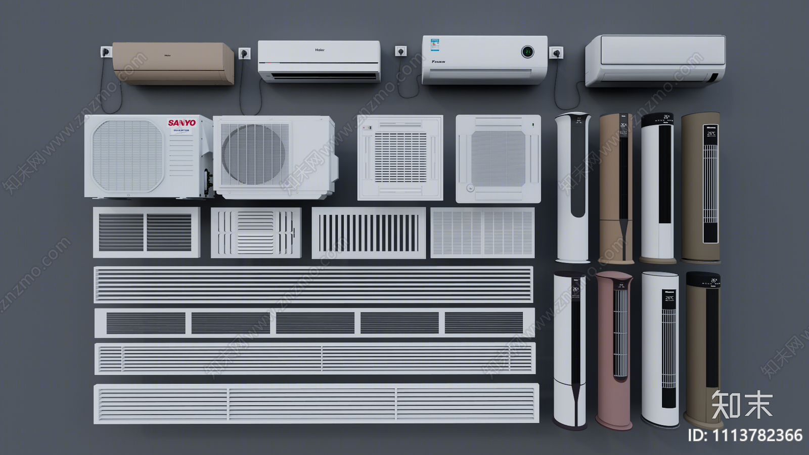 现代空调SU模型下载【ID:1113782366】