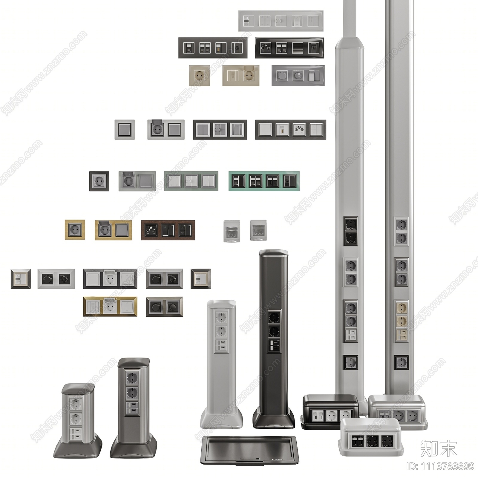 现代柱式插座SU模型下载【ID:1113783899】